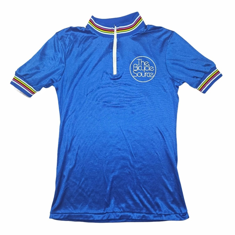 Vintage The Bicycle Source Cycling Jersey Shirt Zip Mock Neck World Champion